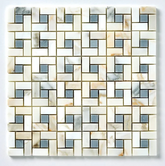 Calacatta Gold & Gray Pinwheel Marble Mosaic Honed